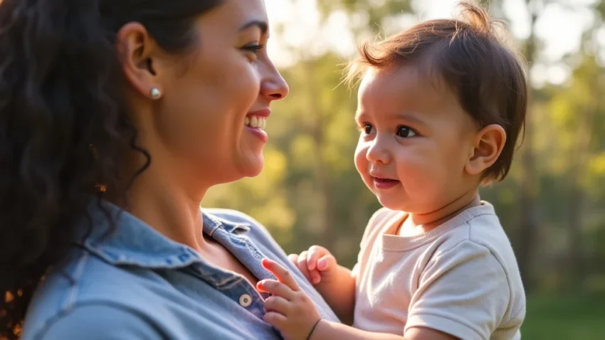 The image shows a diverse group of mothers and babies interacting, representing Healthy Mothers Healthy Babies Georgia Support.